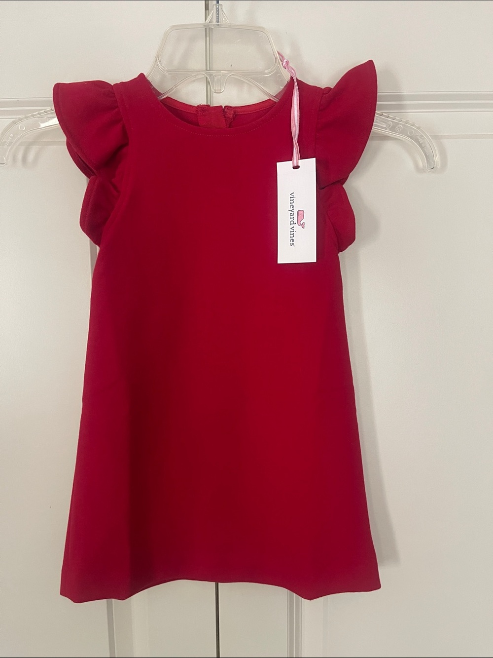 Vineyard Vines Raspberry Red Flutter Sleeve A-Line Dress NWT